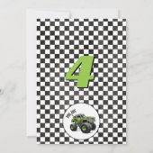 Boys Green Fluorescent Monster Truck Geburtstag Einladung (Rückseite)