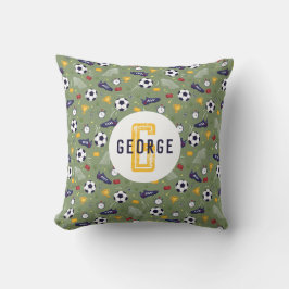 Boys Green Football Soccer Sports Kids Kissen