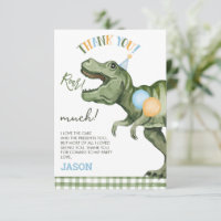 Boys Green Roar Dinosaur Geburtstag Danke Karte