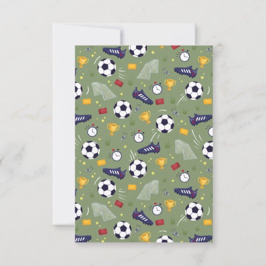 Boys Green Soccer Sports Kids Birthday Dankeskarte (Rückseite)