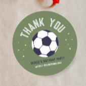 Boys Green Soccer Sporty Thank You Kids Birthday Runder Aufkleber