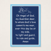 Boy's Guardian Angel Gebet Karte (Rückseite)