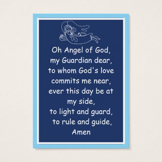 Boy's Guardian Angel Gebet Karte (Rückseite)