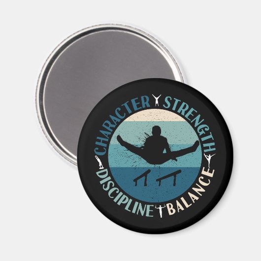 Boys Gymnastics Character Strength Discipline Magnet (Vorderseite/Rückseite)