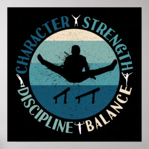 Boys Gymnastics Character Strength Discipline Poster