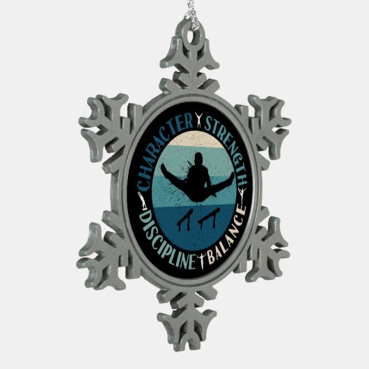 Boys Gymnastics Character Strength Discipline Schneeflocken Zinn-Ornament (Links)