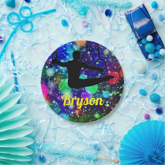 Boys Gymnastics Rings Pappteller (Party)