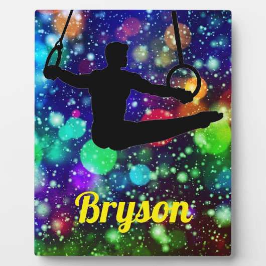 Boys Gymnastics Rings Tabletop Plaque mit Easel Fotoplatte (Vorderseite)