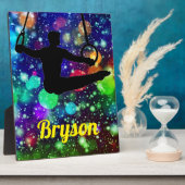 Boys Gymnastics Rings Tabletop Plaque mit Easel Fotoplatte (Seite)