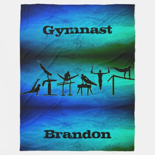 Boys Gymnastik Gymnast Blanket mit seinem Namen Fleecedecke (Vorderseite)