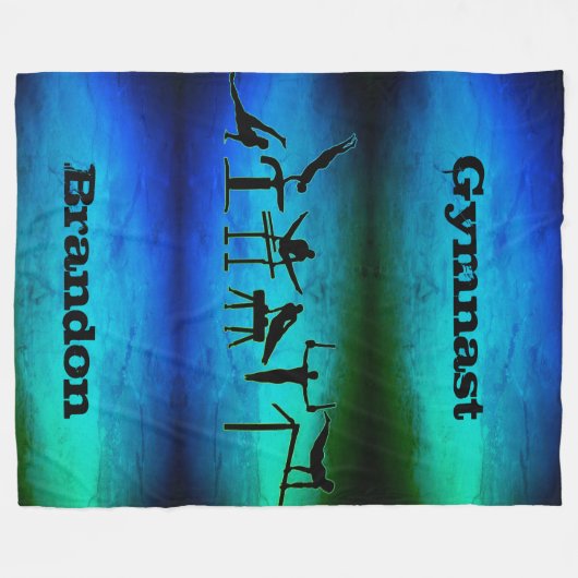 Boys Gymnastik Gymnast Blanket mit seinem Namen Fleecedecke (Vorderseite (Horizontal))