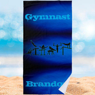 Boys Gymnastik Individuelle Name Blue Ombre Strand Strandtuch
