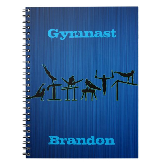 Boys Gymnastik Personalisiert Blue Spiral Notebook Notizblock (Vorderseite)