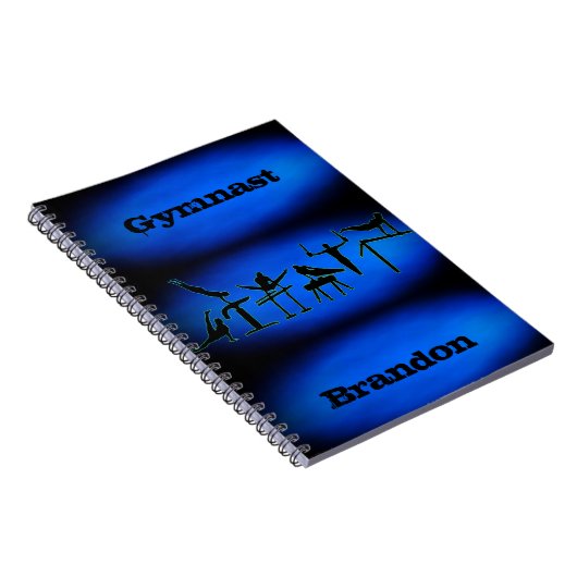 Boys Gymnastik Personalisiert Blue Spiral Notebook Notizblock (Rechte Seite)
