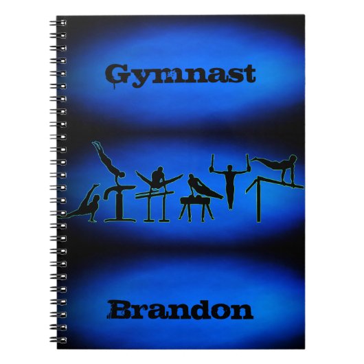 Boys Gymnastik Personalisiert Blue Spiral Notebook Notizblock (Vorderseite)