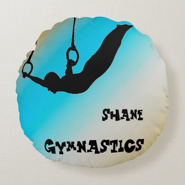 Boys Gymnastik Rings Gradient Rundes Kissen (Vorderseite)