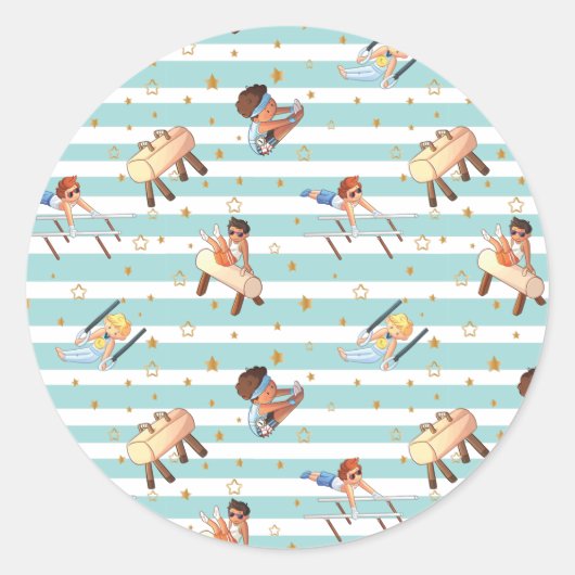 Boys Gymnastik Rings Parallel Bars Pommel Pferd Runder Aufkleber (Vorderseite)