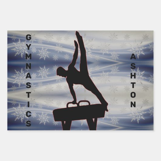 Boys Gymnastik Weihnachtswrapping Paper Sheet Set Geschenkpapier Set (Vorderseite)