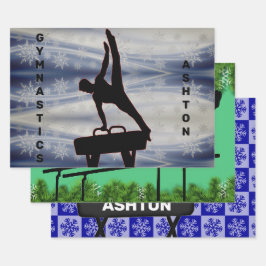 Boys Gymnastik Weihnachtswrapping Paper Sheet Set Geschenkpapier Set