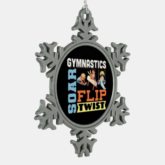 Boys Gymnastik Zitat - Gedreht Drehung Schneeflocken Zinn-Ornament (Links)