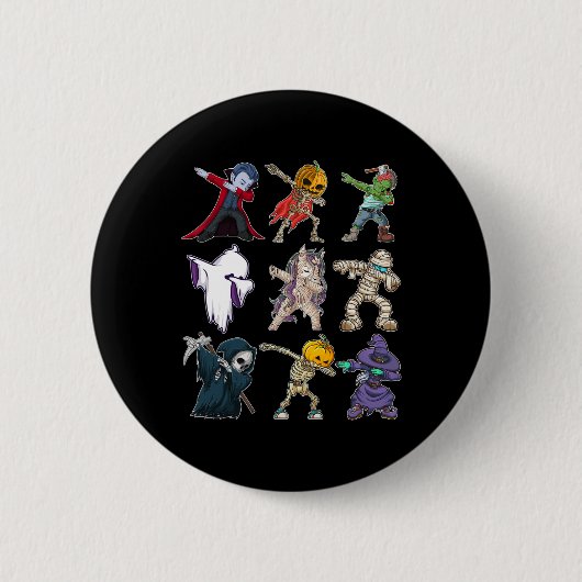 Boys Halloween Pumpkin Skeleton Kids Pumpkin Dab Button (Vorderseite)
