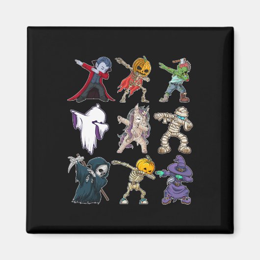 Boys Halloween Pumpkin Skeleton Kids Pumpkin Dab Magnet (Vorne)
