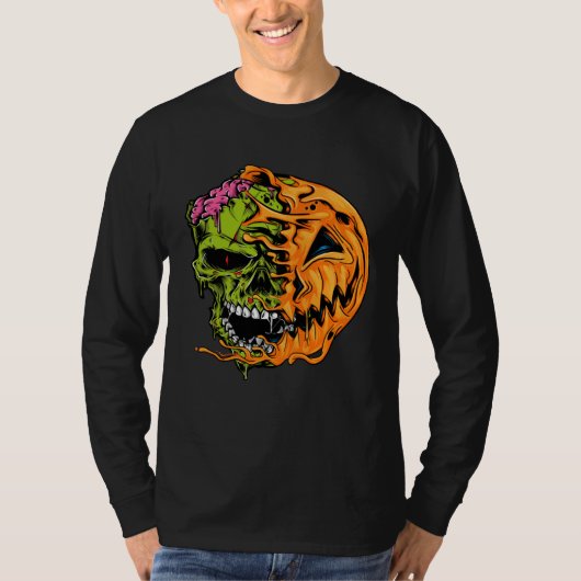 Boys Halloween Pumpkin Skull Zombie T-Shirt (Vorderseite)