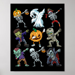 Boys Halloween Skeleton Kürbislaterne Zombie Dab Poster