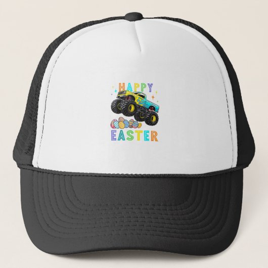 Boys Happy Easter Monster Truck Easter Eggs Toddle Truckerkappe (Vorderseite)