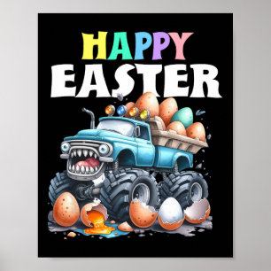 Boys Happy Easter Monster Truck Ostern Eier Toddle Poster