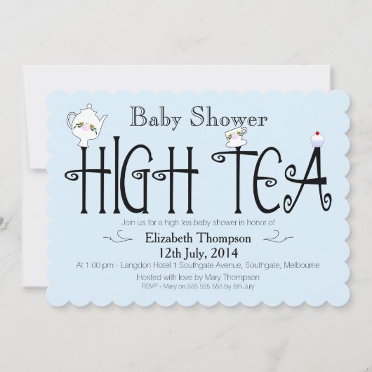 Boys High Tea Babydusche Einladung (Vorderseite)