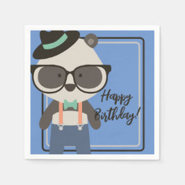 Boys Hipster Mister Panda Bear Geburtstag Serviette
