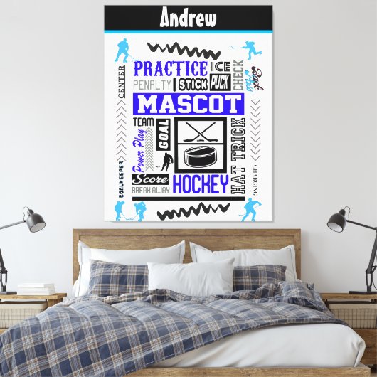 Boys Hockey Terminologie Personalisiert Blue Leinwanddruck (Insitu (Schlafzimmer))