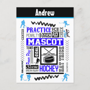 Boys Hockey Terminologie Personalisiert Blue Postkarte