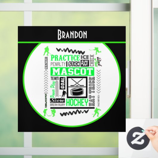 Boys Hockey Terminologie Personalisiert Neon Green Fensteraufkleber (Zuhause)