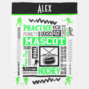 Boys Hockey Terminologie Personalisiert Neon Green Fleecedecke