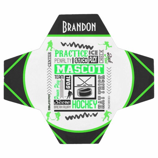 Boys Hockey Terminologie Personalisiert Neon Green Fußball (Flach)