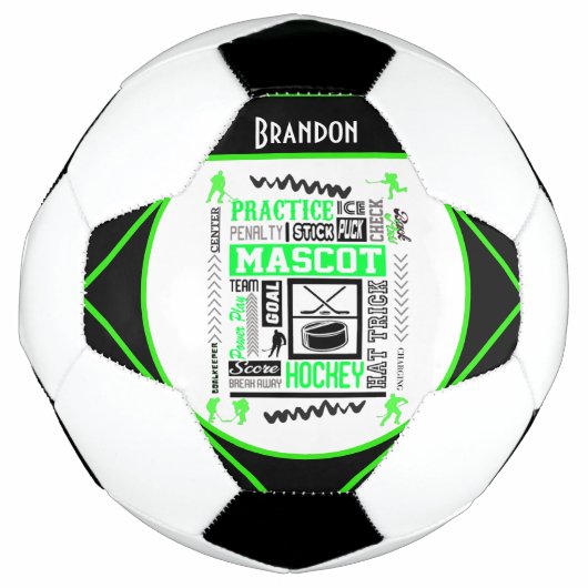 Boys Hockey Terminologie Personalisiert Neon Green Fußball (Vorderseite)