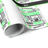 Boys Hockey Terminologie Personalisiert Neon Green Geschenkpapier (Rolleneckpunkt)