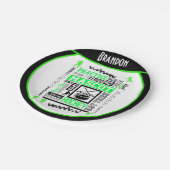 Boys Hockey Terminologie Personalisiert Neon Green Pappteller (Schrägansicht)