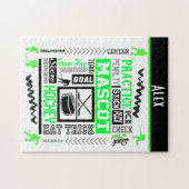 Boys Hockey Terminologie Personalisiert Neon Green Puzzle (Horizontal)