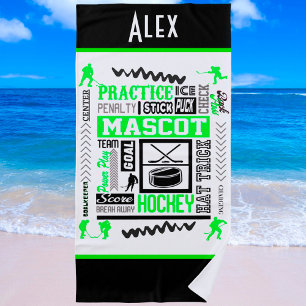 Boys Hockey Terminologie Personalisiert Neon Green Strandtuch
