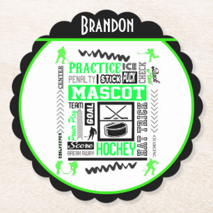 Boys Hockey Terminologie Personalisiert Neon Green Untersetzer