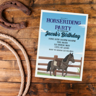 Boy's Horse Riding Birthday Party Einladung