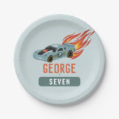 Boys Hot Blue Racing Car Kindergeburtstag Pappteller (Vorderseite)