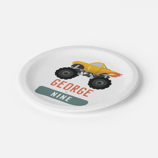 Boys Hot Truck Kindergeburtstag Pappteller (Schrägansicht)