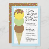 Boys Ice Creme Party Einladung (Vorne/Hinten)