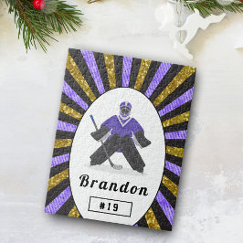 Boys Ice Hockey Player Name & Nummer Lila Gold Puzzle