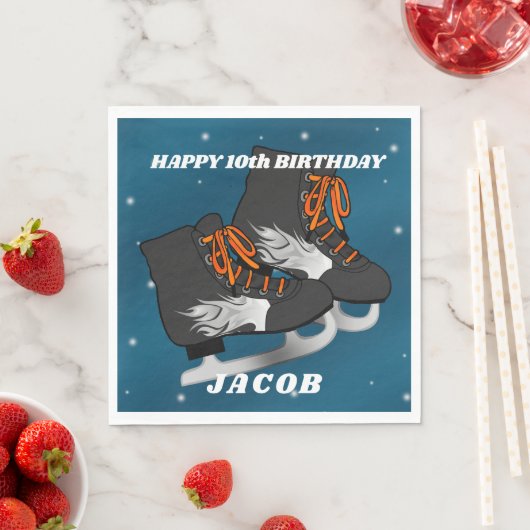 Boy's Ice Skate Geburtstag Serviette (Beispiel)