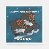 Boy's Ice Skate Geburtstag Serviette (Vorderseite)